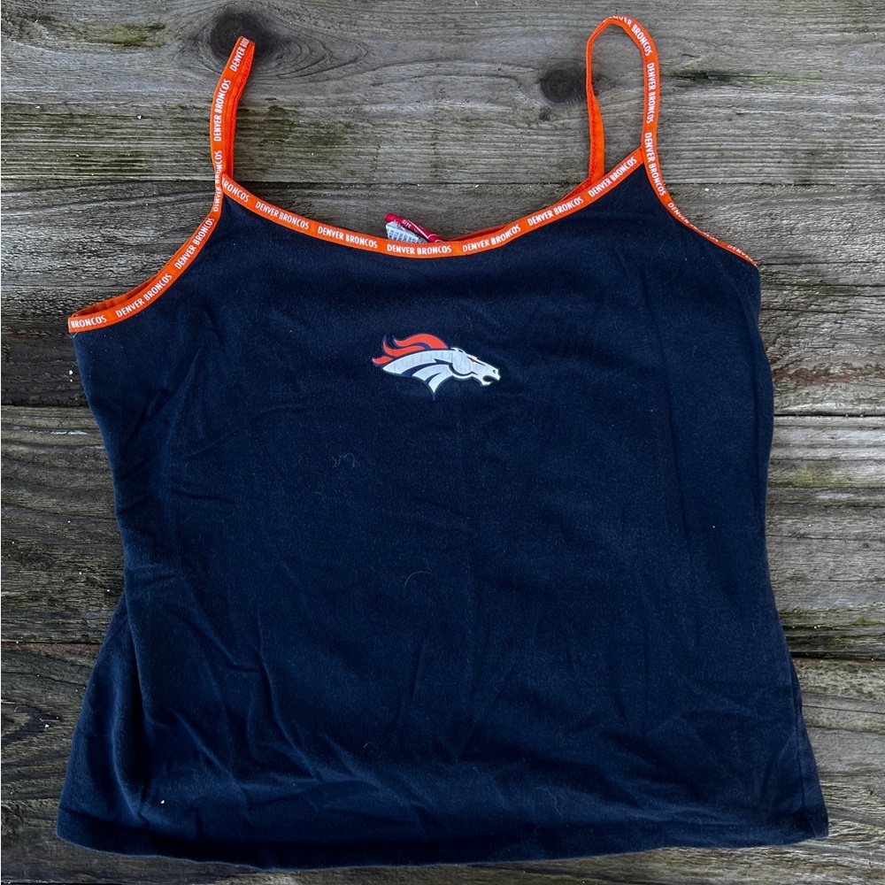 Vintage NFL Denver Broncos Black and Orange Tank Top Size XL